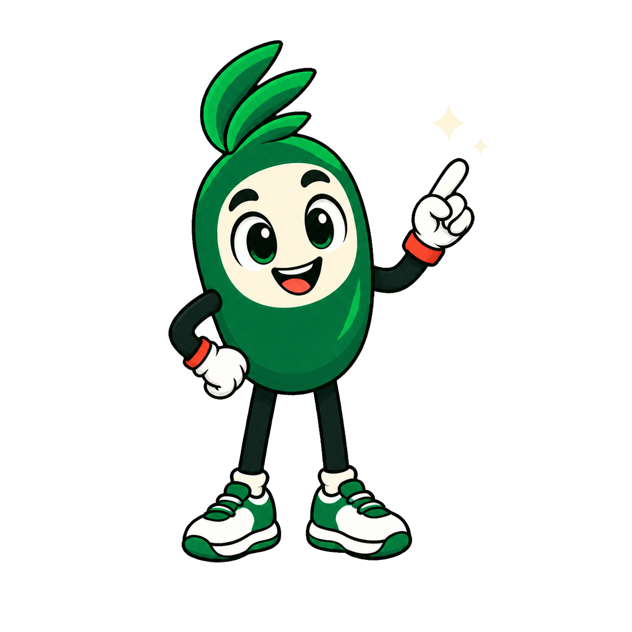 Fitineary's animated green guide pointing toward the app.