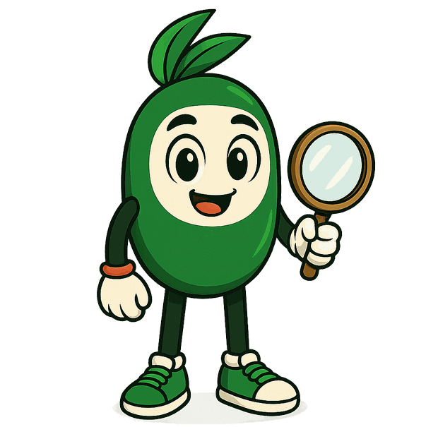 Tinni holding a magnifying glass